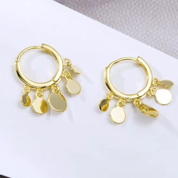 ⭐️Silver Petite tassel Hoop Huggies - Picture 2 of 13